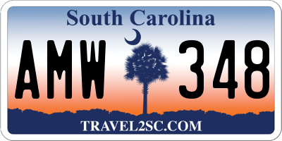 SC license plate AMW348
