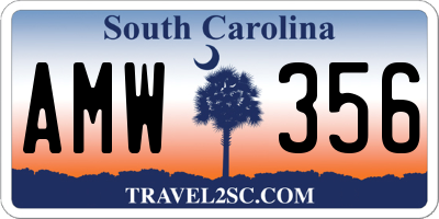 SC license plate AMW356