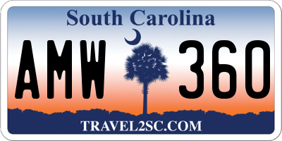 SC license plate AMW360