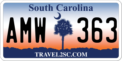 SC license plate AMW363