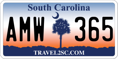 SC license plate AMW365