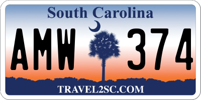 SC license plate AMW374