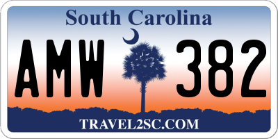 SC license plate AMW382