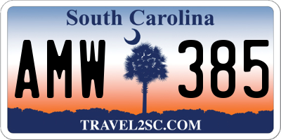 SC license plate AMW385