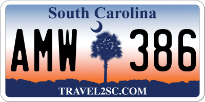 SC license plate AMW386
