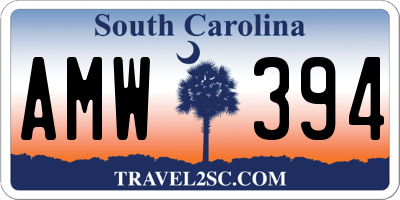 SC license plate AMW394