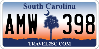 SC license plate AMW398