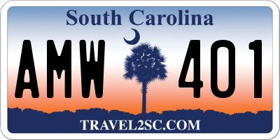 SC license plate AMW401