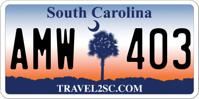 SC license plate AMW403