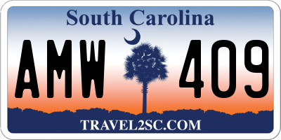 SC license plate AMW409