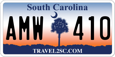 SC license plate AMW410