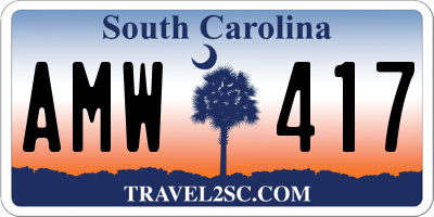 SC license plate AMW417