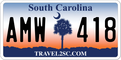SC license plate AMW418