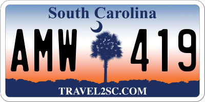 SC license plate AMW419