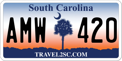 SC license plate AMW420
