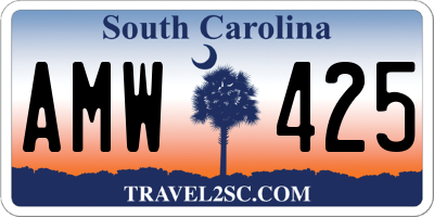SC license plate AMW425