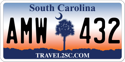 SC license plate AMW432