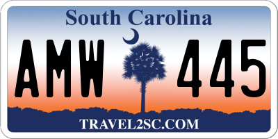 SC license plate AMW445