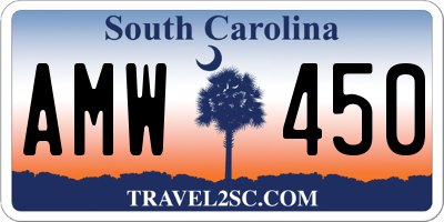 SC license plate AMW450