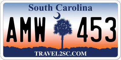 SC license plate AMW453