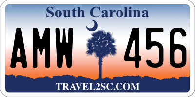 SC license plate AMW456