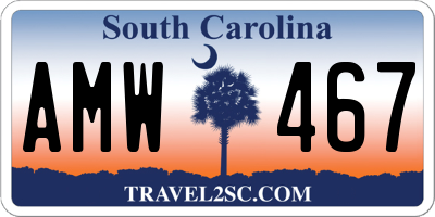 SC license plate AMW467