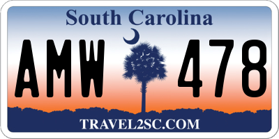SC license plate AMW478