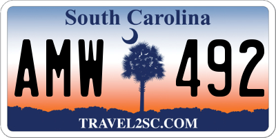 SC license plate AMW492