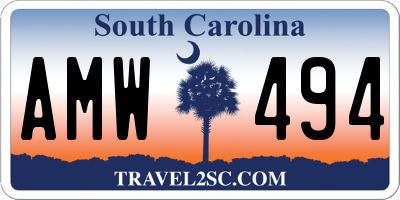 SC license plate AMW494