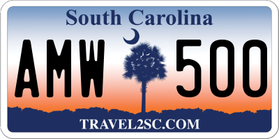SC license plate AMW500