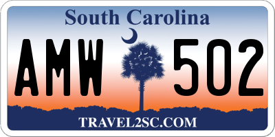 SC license plate AMW502