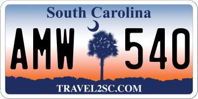 SC license plate AMW540