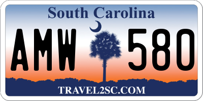 SC license plate AMW580