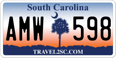 SC license plate AMW598
