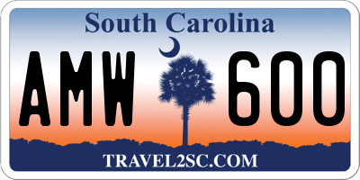 SC license plate AMW600