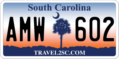 SC license plate AMW602