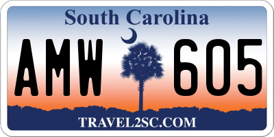 SC license plate AMW605