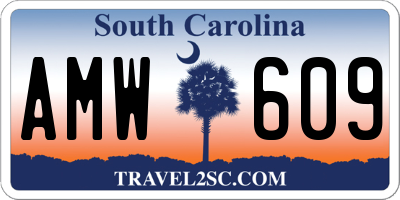 SC license plate AMW609