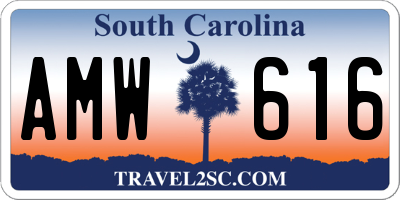 SC license plate AMW616