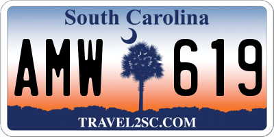 SC license plate AMW619