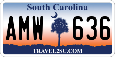 SC license plate AMW636