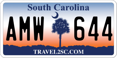 SC license plate AMW644