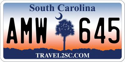 SC license plate AMW645