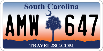 SC license plate AMW647
