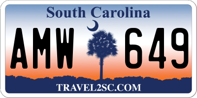 SC license plate AMW649