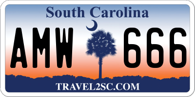 SC license plate AMW666