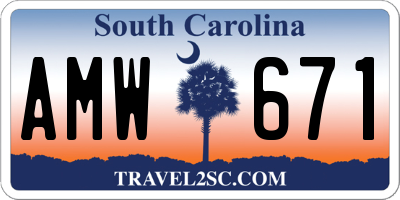 SC license plate AMW671