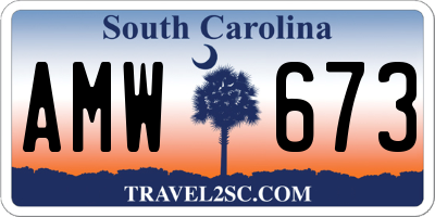 SC license plate AMW673