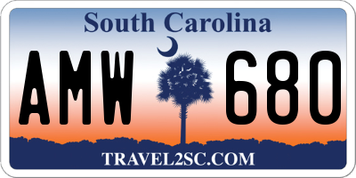 SC license plate AMW680