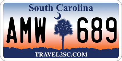 SC license plate AMW689